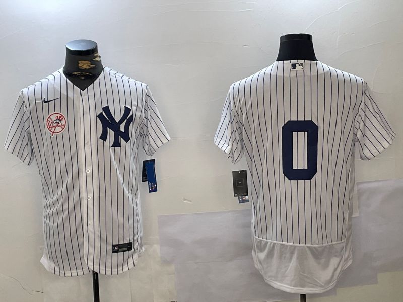 Men New York Yankees #0 No Name White stripe Elite 2024 Nike MLB Jersey style 10161->new york yankees->MLB Jersey